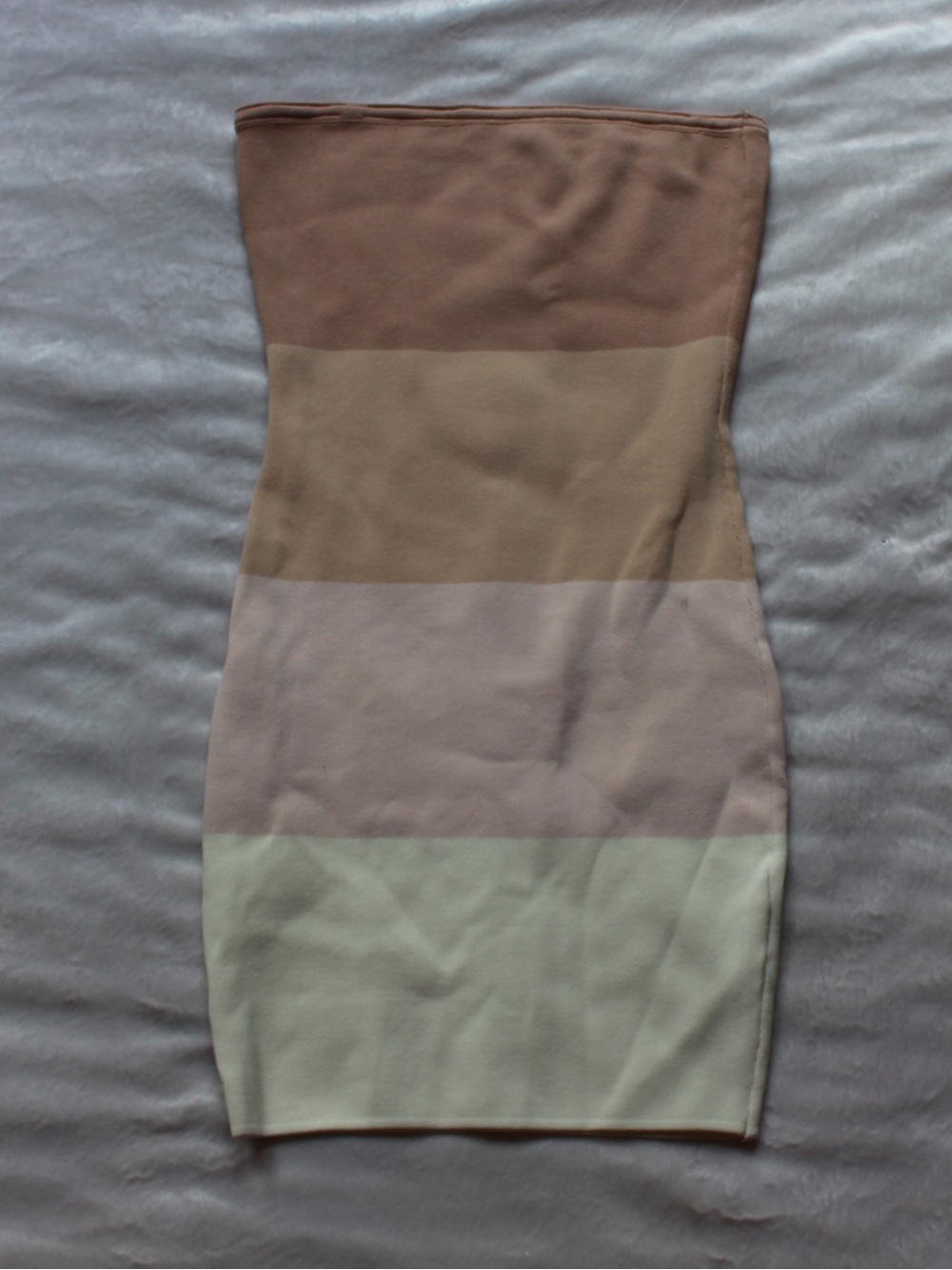 superdown Strapless Colorblock Bodycon Dress in Taupe, Beige